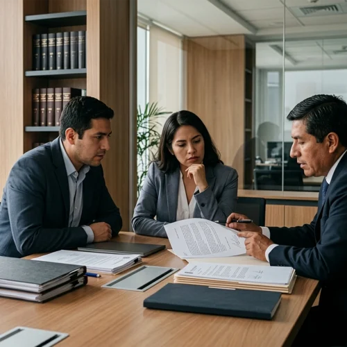 Abogado revisando documentos sobre exclusión de herederos en una sucesión intestada en Perú